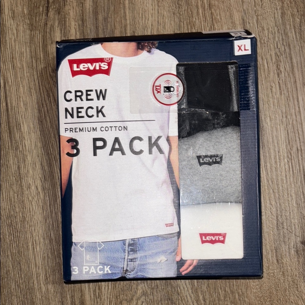 Levi's Premium Cotton Crew Neck T-Shirt Pack - Black, Gray, White